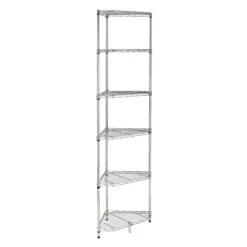 Chrome Steel 6-Tier Compact Corner Shelving Unit