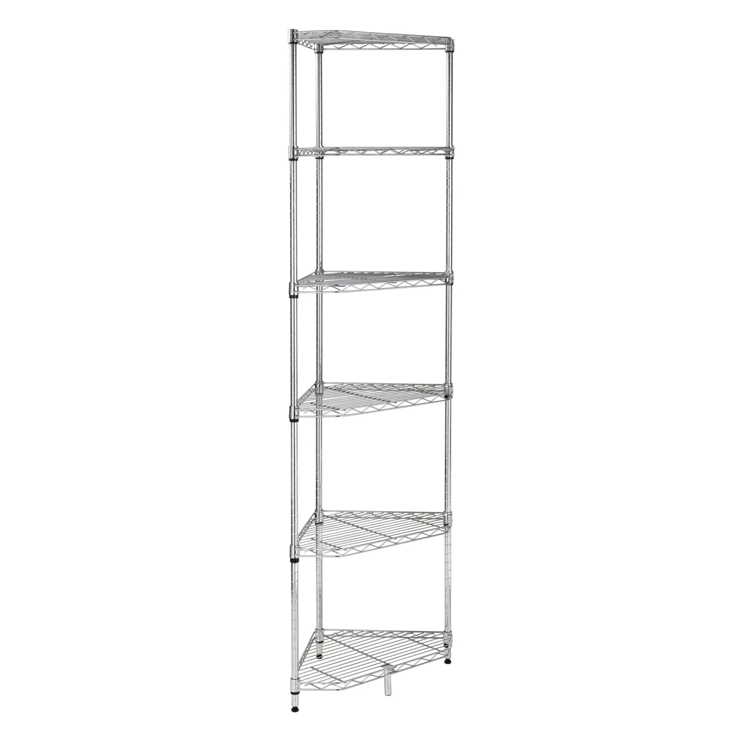 Chrome Steel 6-Tier Compact Corner Shelving Unit