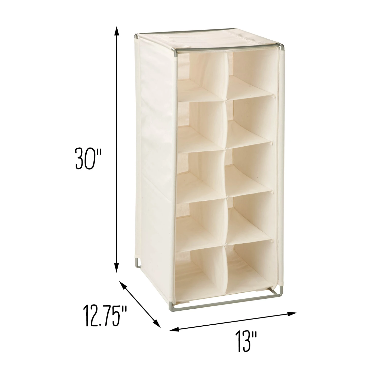 Natural 10-Pair Canvas Shoe Rack - Image 2