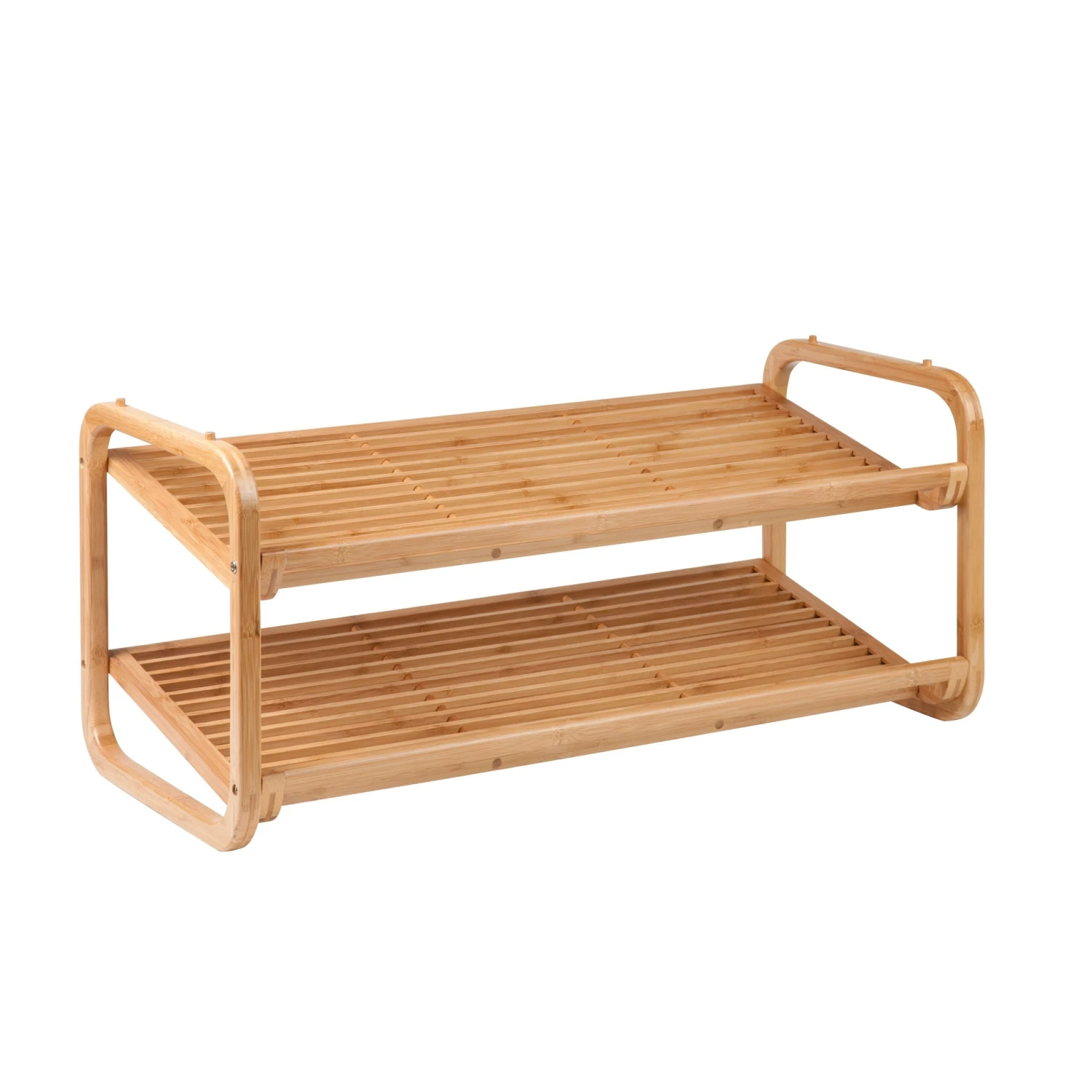 Natural 2-Tier Stackable Bamboo Shoe Rack - Image 4