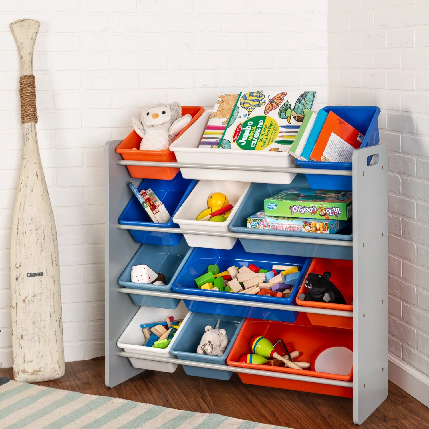 Gray/Multi 12-Bin Kids Toy Storage Organizer - Image 2