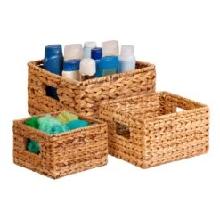 Natural Water Hyacinth Nested Baskets (Set Of 3)