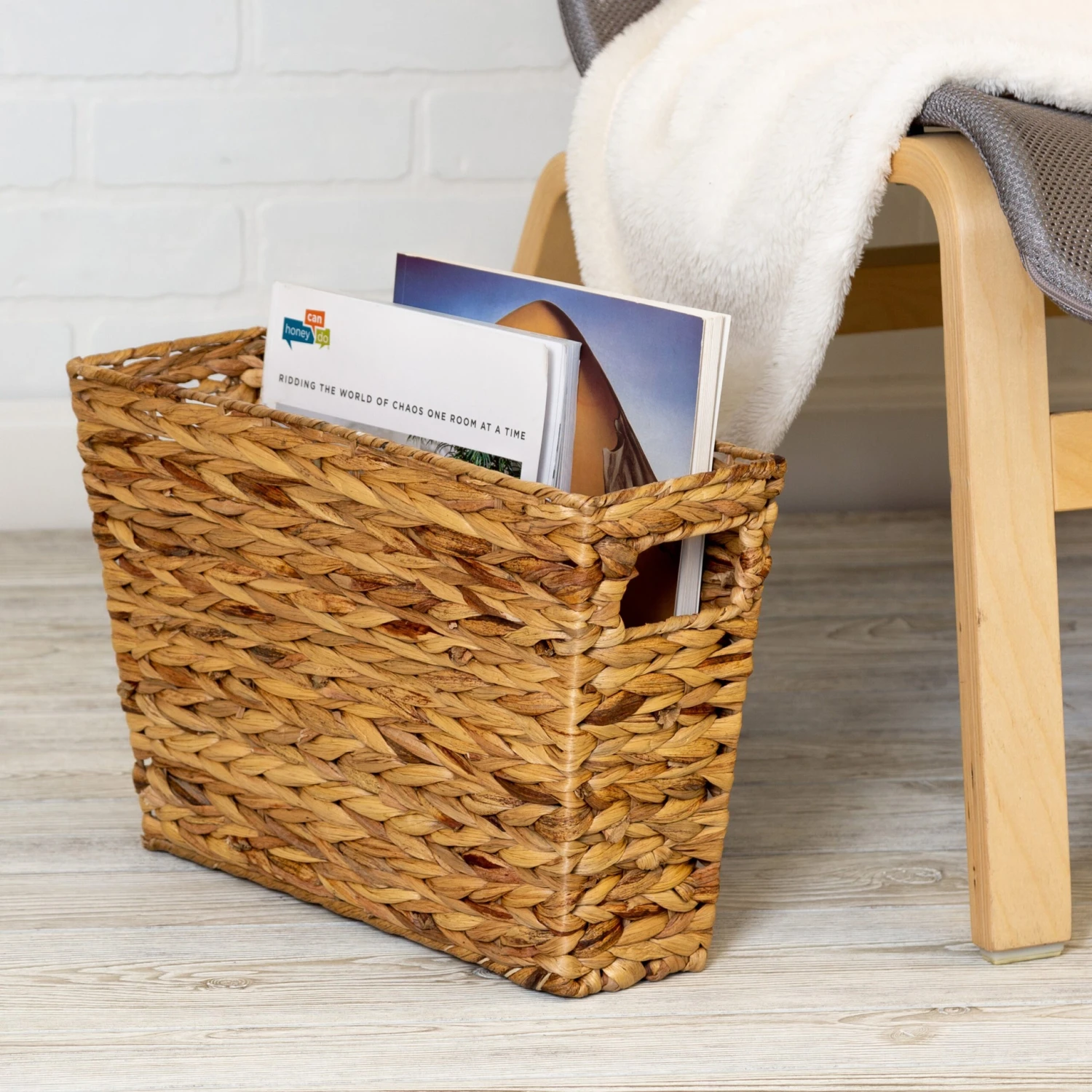 Natural Water Hyacinth Tall Storage Basket - Image 2