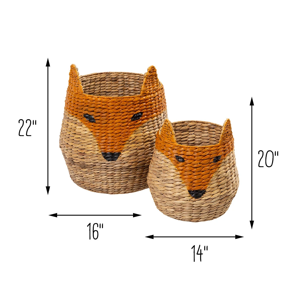 Natural/Orange Fox Shaped Storage Baskets (Set Of 2) - Image 4