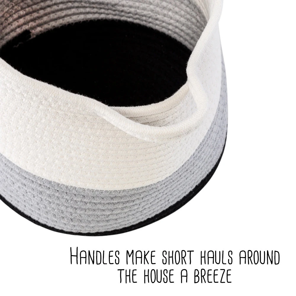 Black/White Ombré Cotton Rope Nesting Basket (Set Of 2) - Image 5