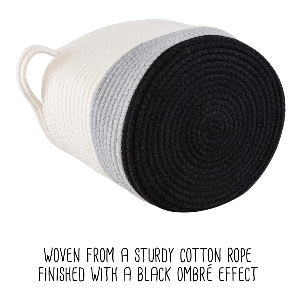 Black/White Ombré Cotton Rope Nesting Basket (Set Of 2) - Image 6