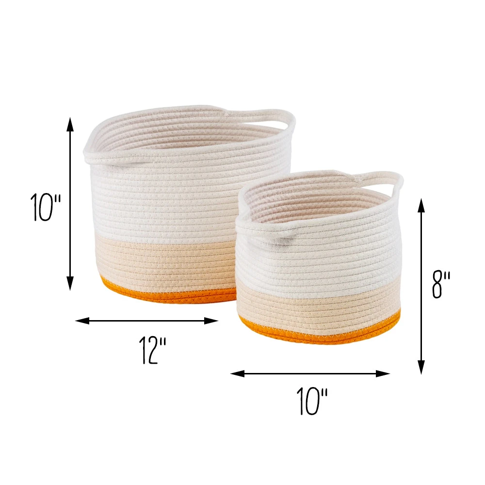 Yellow/White Ombré Cotton Rope Nesting Basket (Set Of 2) - Image 8