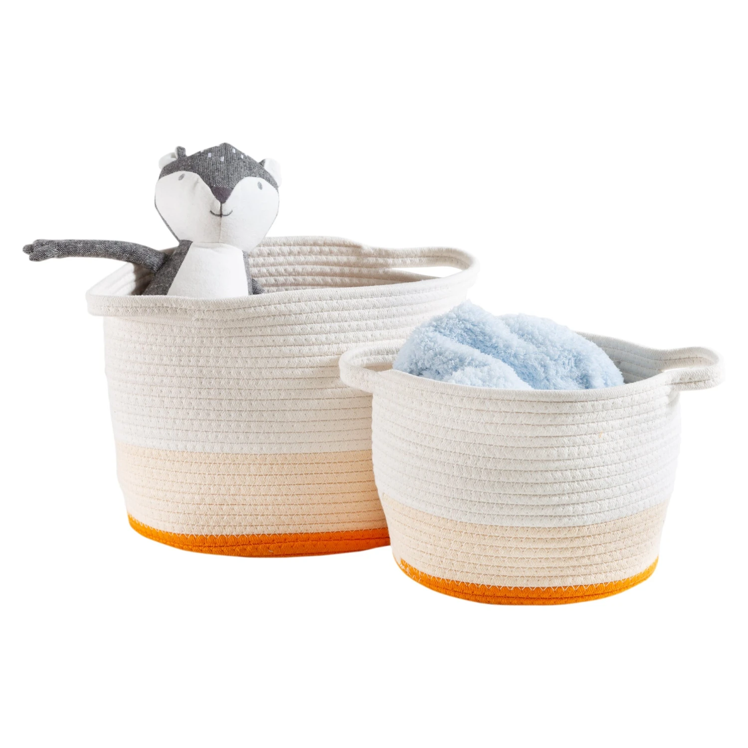 Yellow/White Ombré Cotton Rope Nesting Basket (Set Of 2)