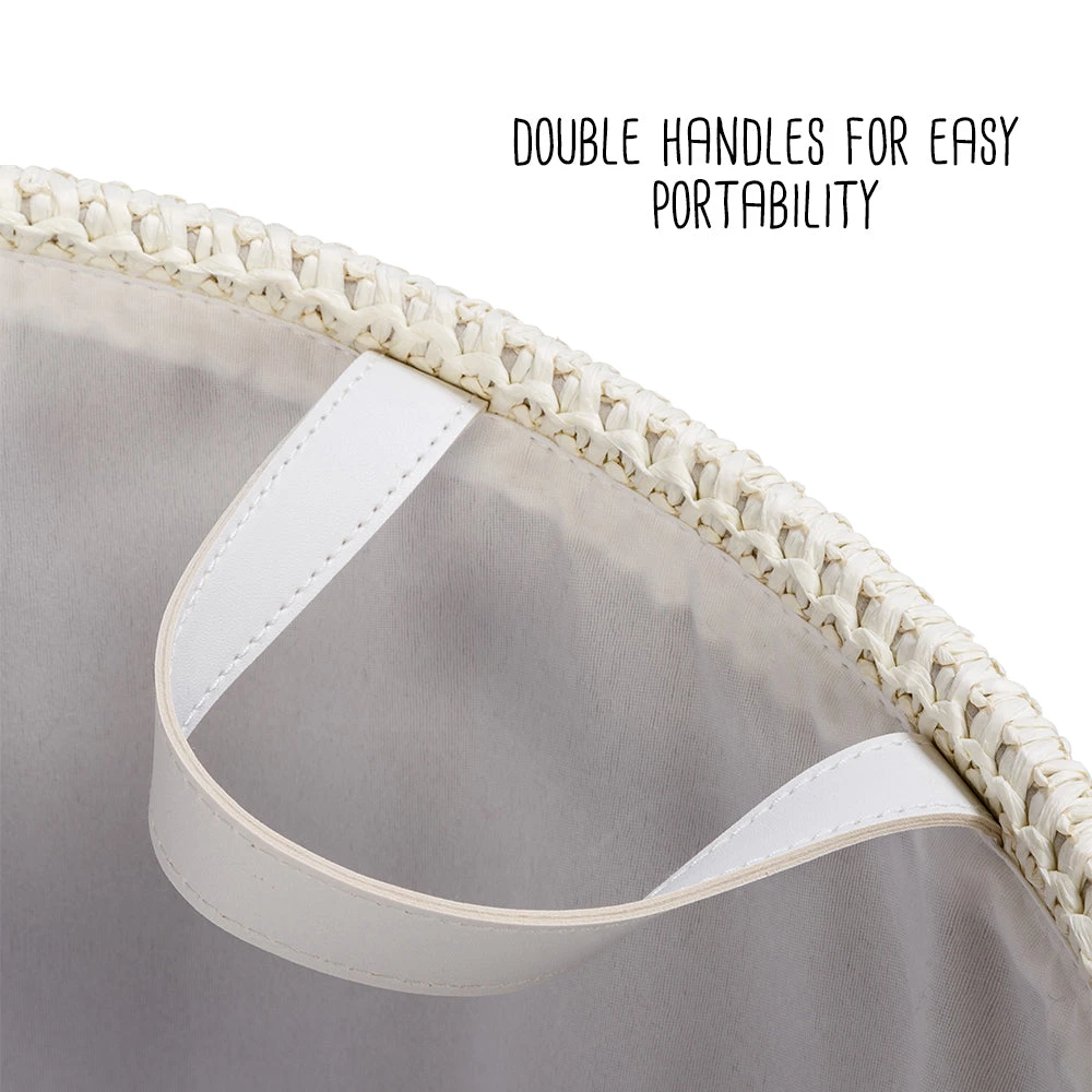 Green/Natural Paper Straw Nesting Baskets With Handles (Set Of 3) - Image 4