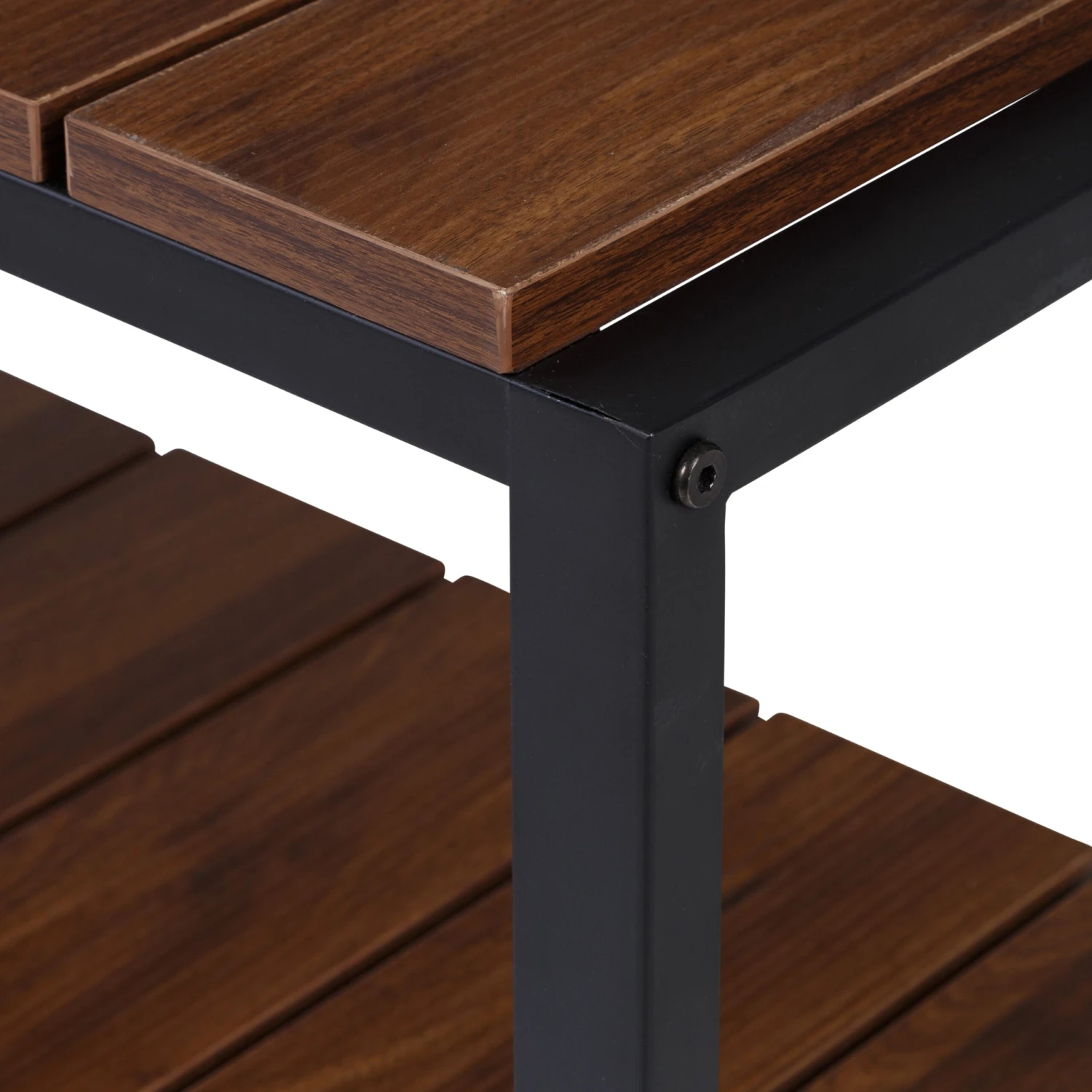 Walnut/Black 2-Tier Shoe Storage Bench - Image 5