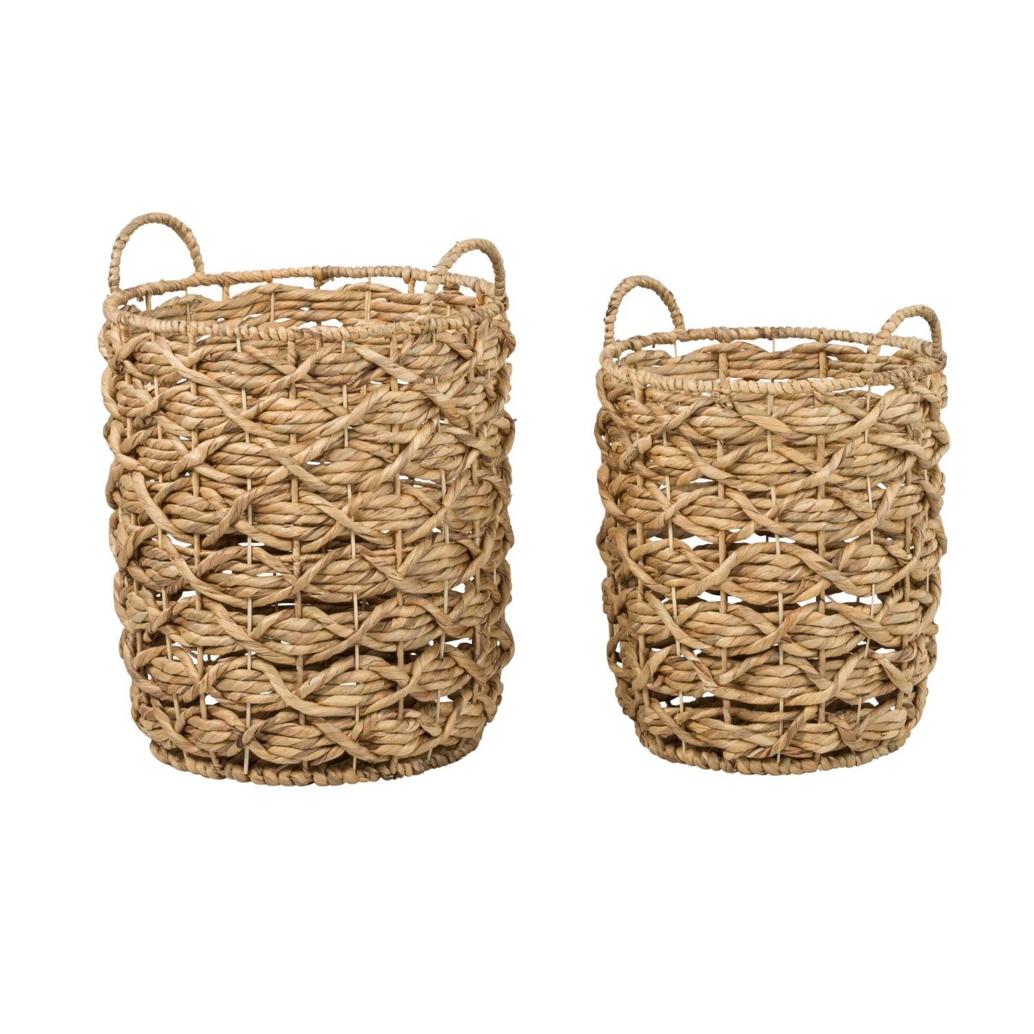 Natural Round Decorative Wicker Baskets With Handles (Set Of 2) - Image 4