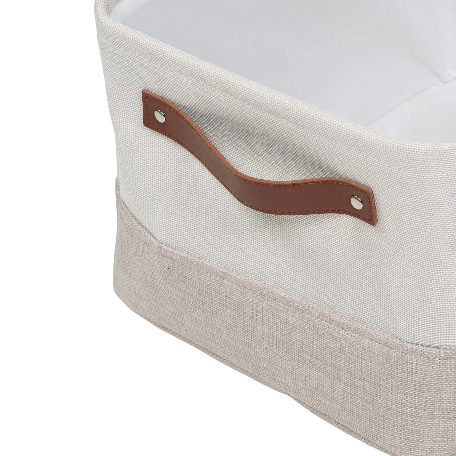 White/Beige 3-Pack Decorative Canvas Storage Bins With Handles - Image 8
