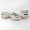 White/Beige 3-Pack Decorative Canvas Storage Bins With Handles