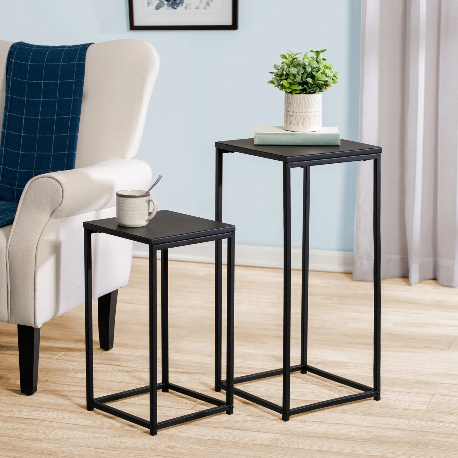 Black Square Nesting Side Tables (Set Of 2) - Image 2