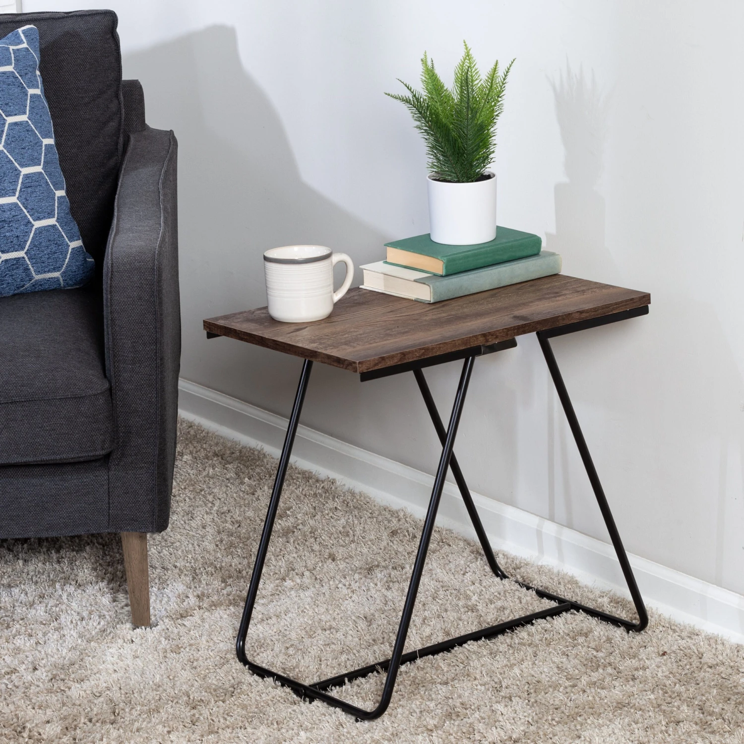 Black/Wood Square Side Table - Image 2