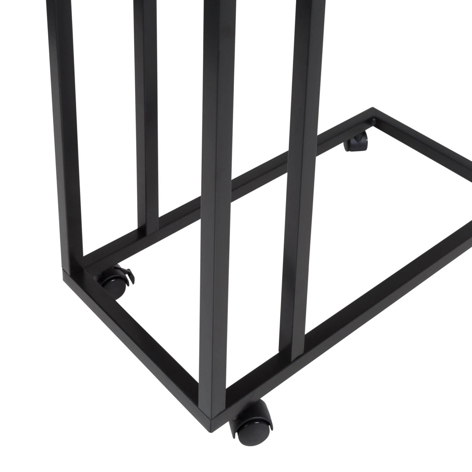 Walnut/Black C-Shaped Side Table With Outlets And Wheels - Image 5