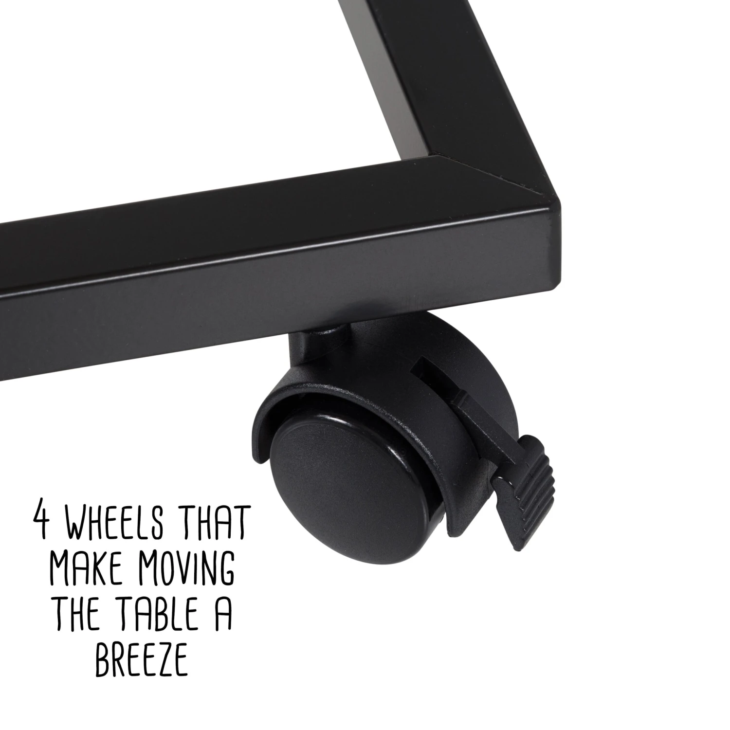 Walnut/Black C-Shaped Side Table With Outlets And Wheels - Image 4