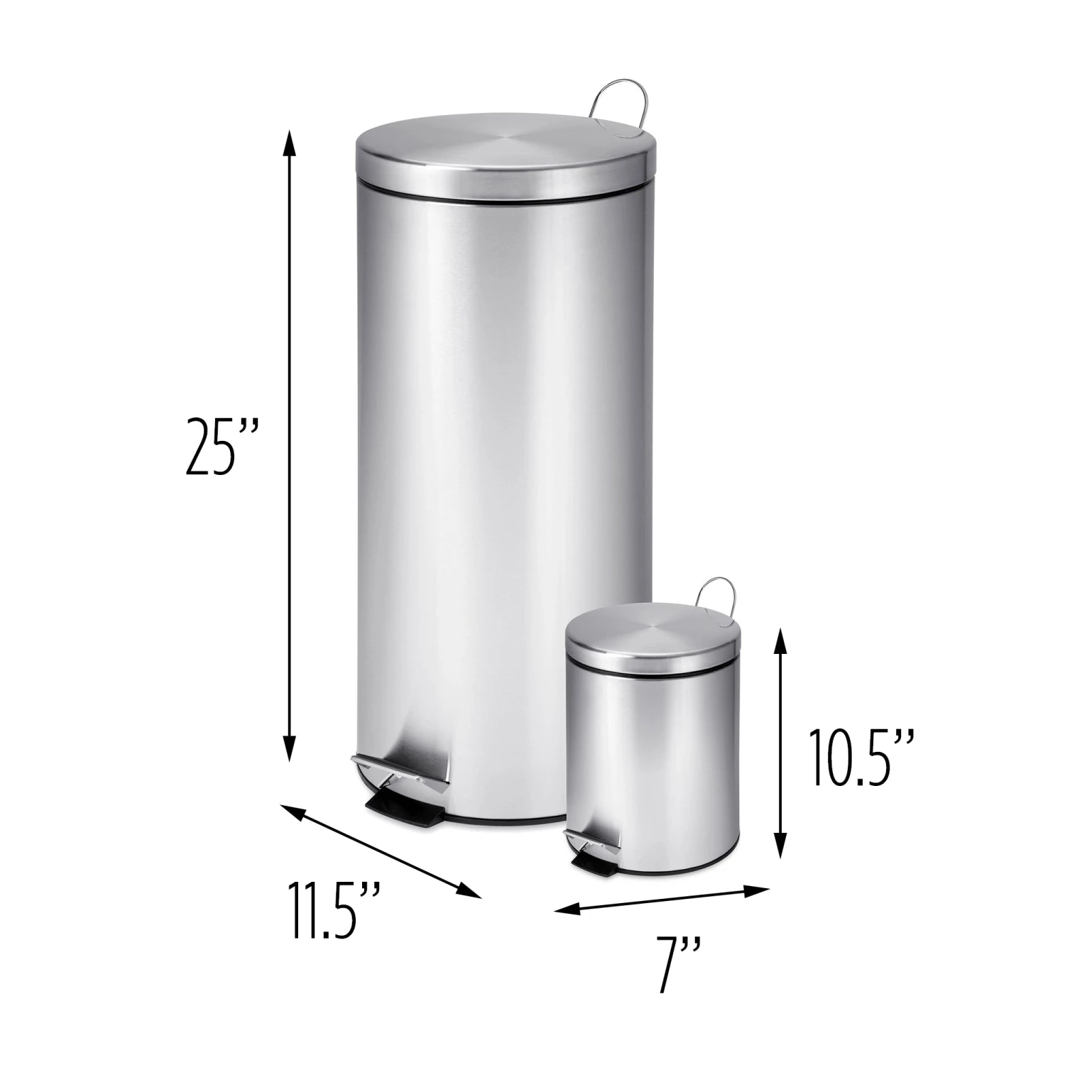 Silver Stainless Steel 30L And 3L Step Trash Cans (Set Of 2) - Image 5
