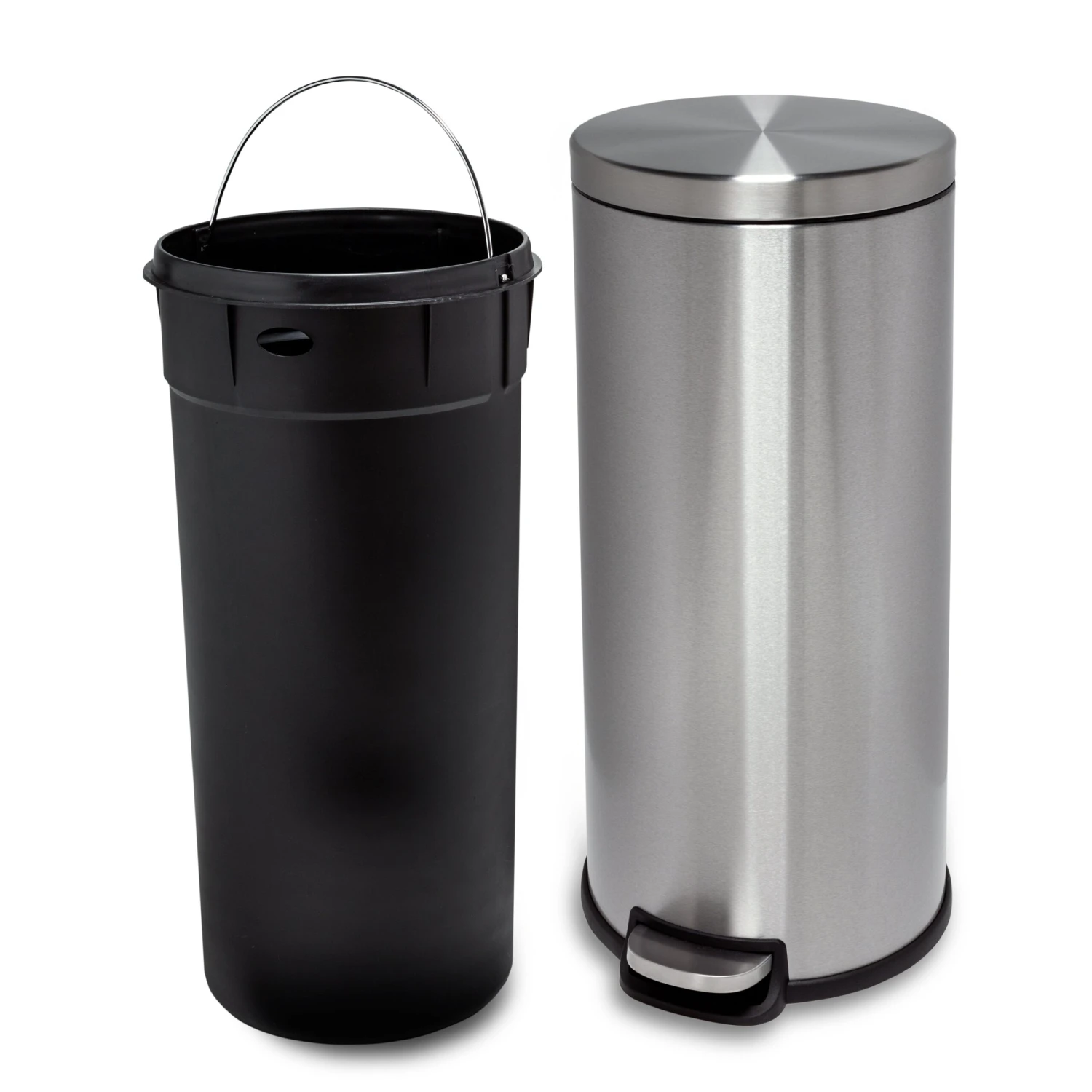 Silver 30L Round Stainless Steel Step Trash Can - Image 7