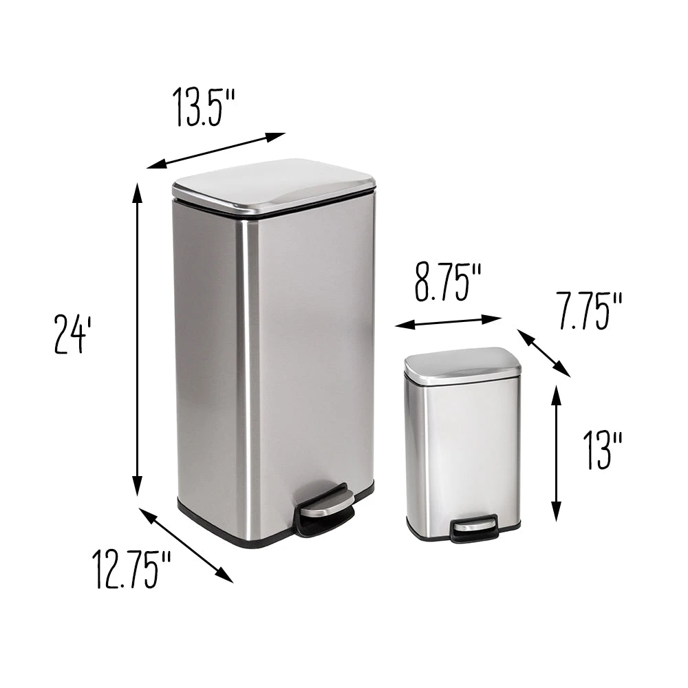 Silver 30L And 5L Stainless Steel Step Trash Cans (Set Of 2) - Image 10