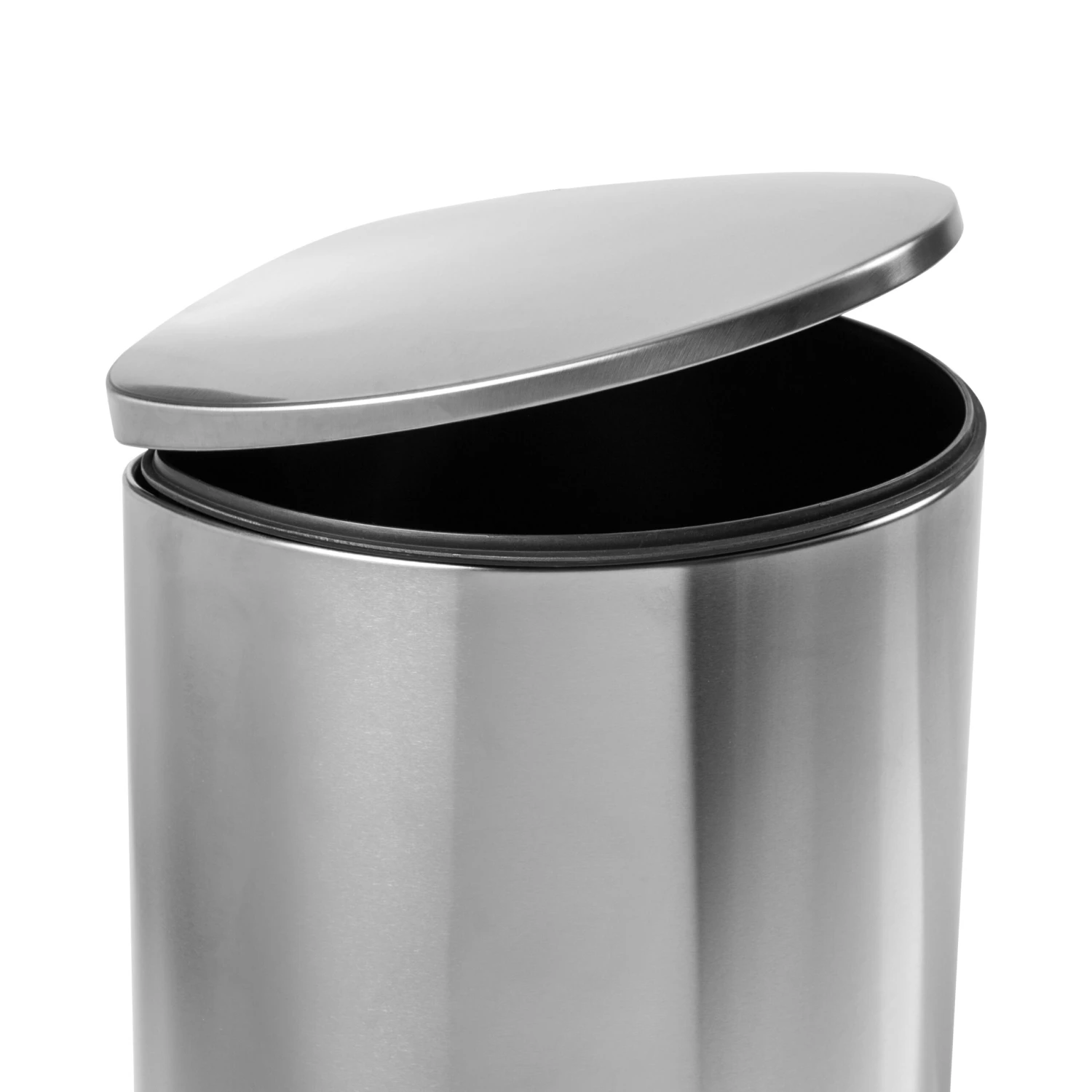 Silver 40L Stainless Steel Semi-Round Step Trash Can With Lid - Image 8