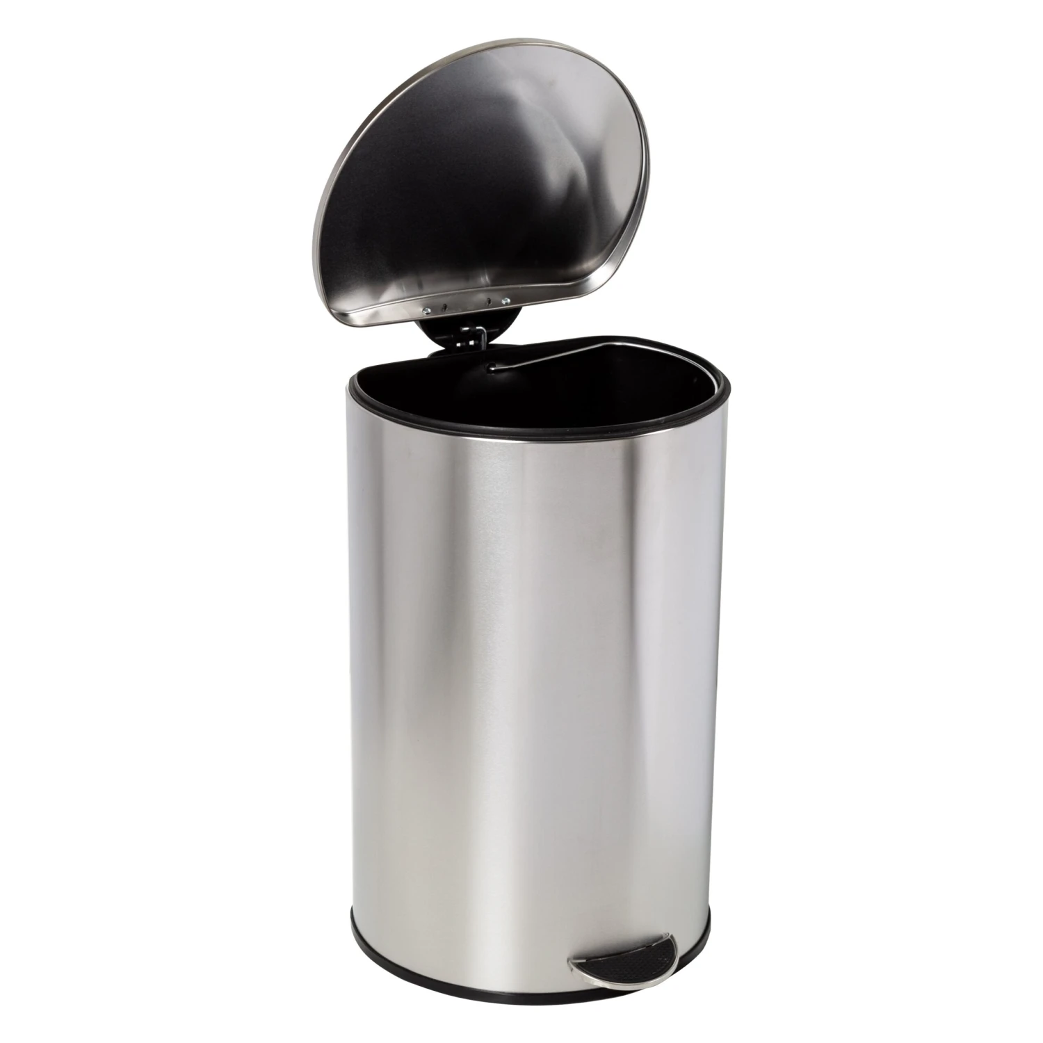 Silver 40L Stainless Steel Semi-Round Step Trash Can With Lid - Image 5