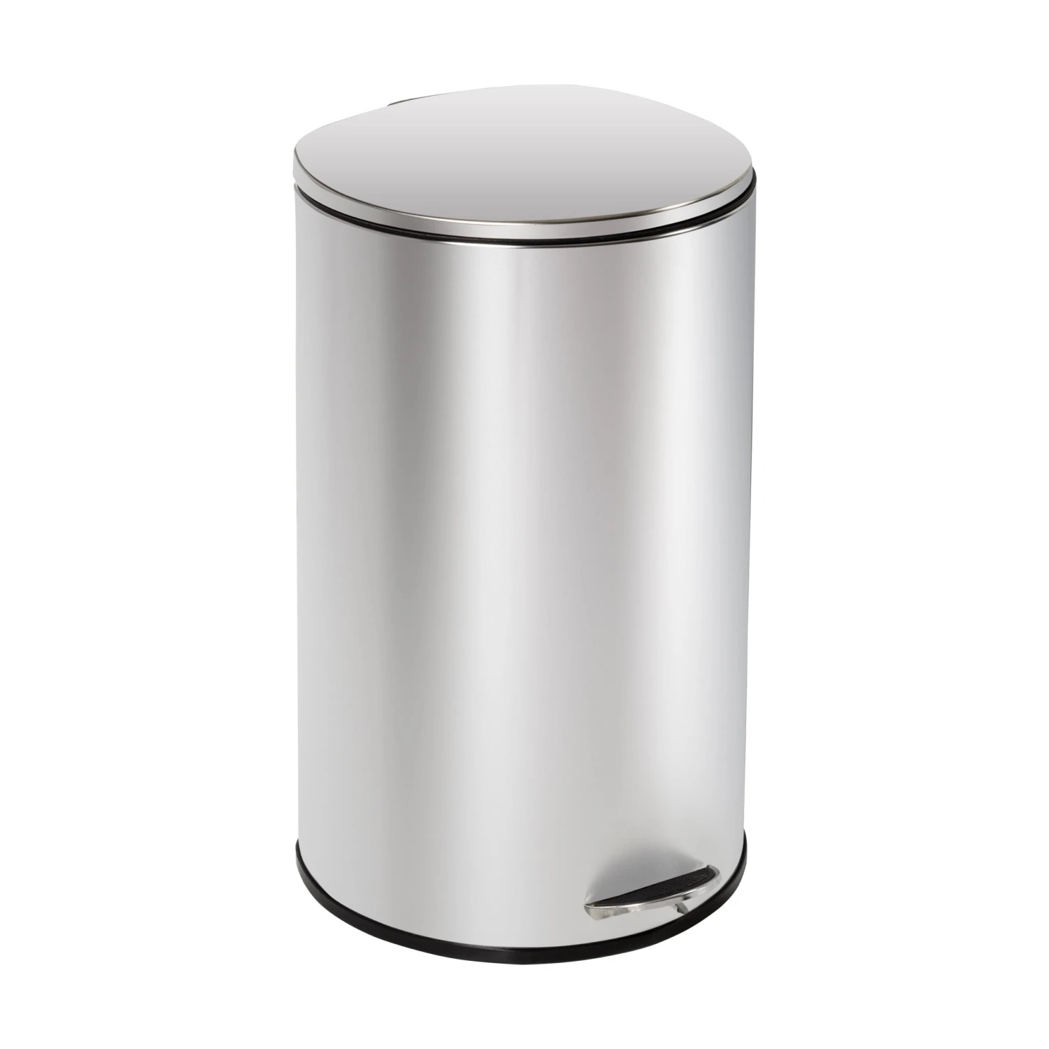 Silver 40L Stainless Steel Semi-Round Step Trash Can With Lid