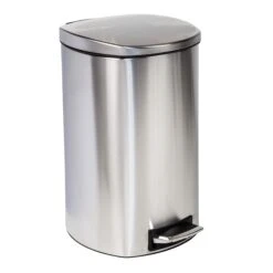 Silver 50L Stainless Steel Soft-Close Step Trash Can With Lid
