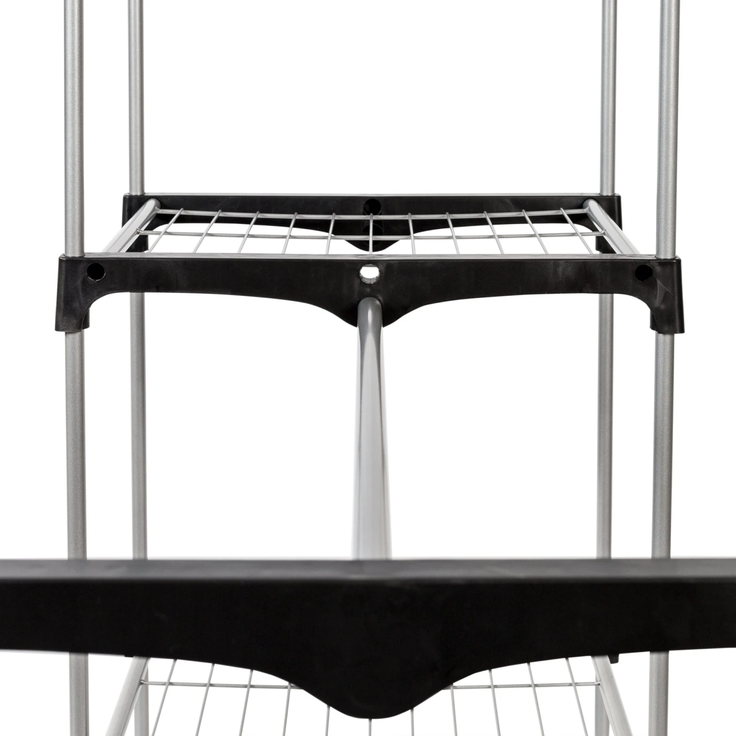 Silver/Black Freestanding Closet With Double Bar And Shelves - Image 5