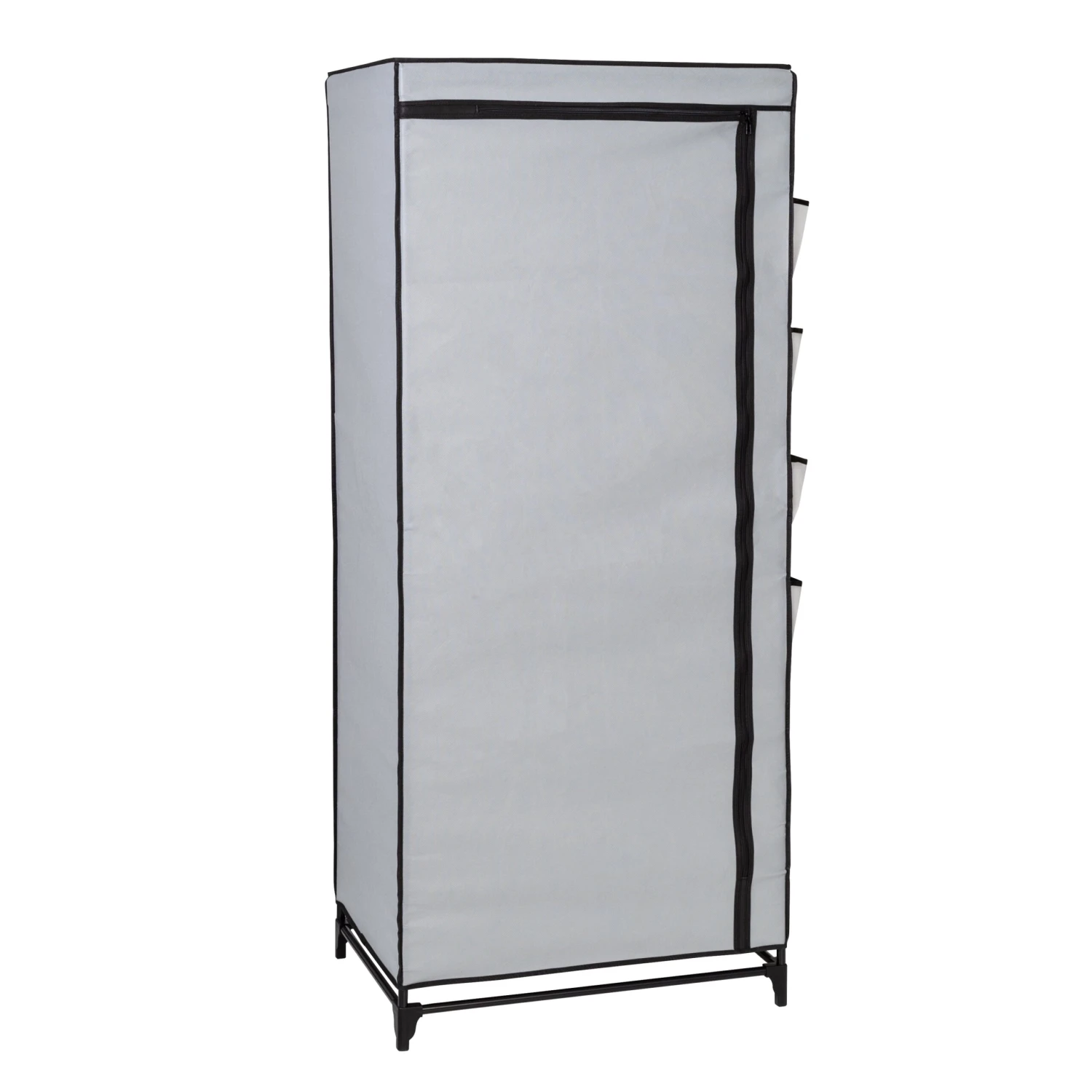 Gray 27-Inch Wide Portable Wardrobe Closet With Cover And Side Pockets - Image 5