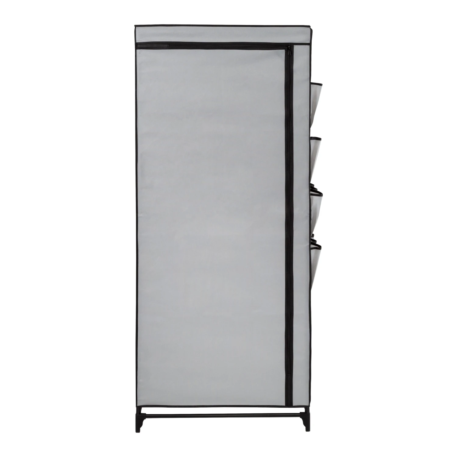 Gray 27-Inch Wide Portable Wardrobe Closet With Cover And Side Pockets - Image 4