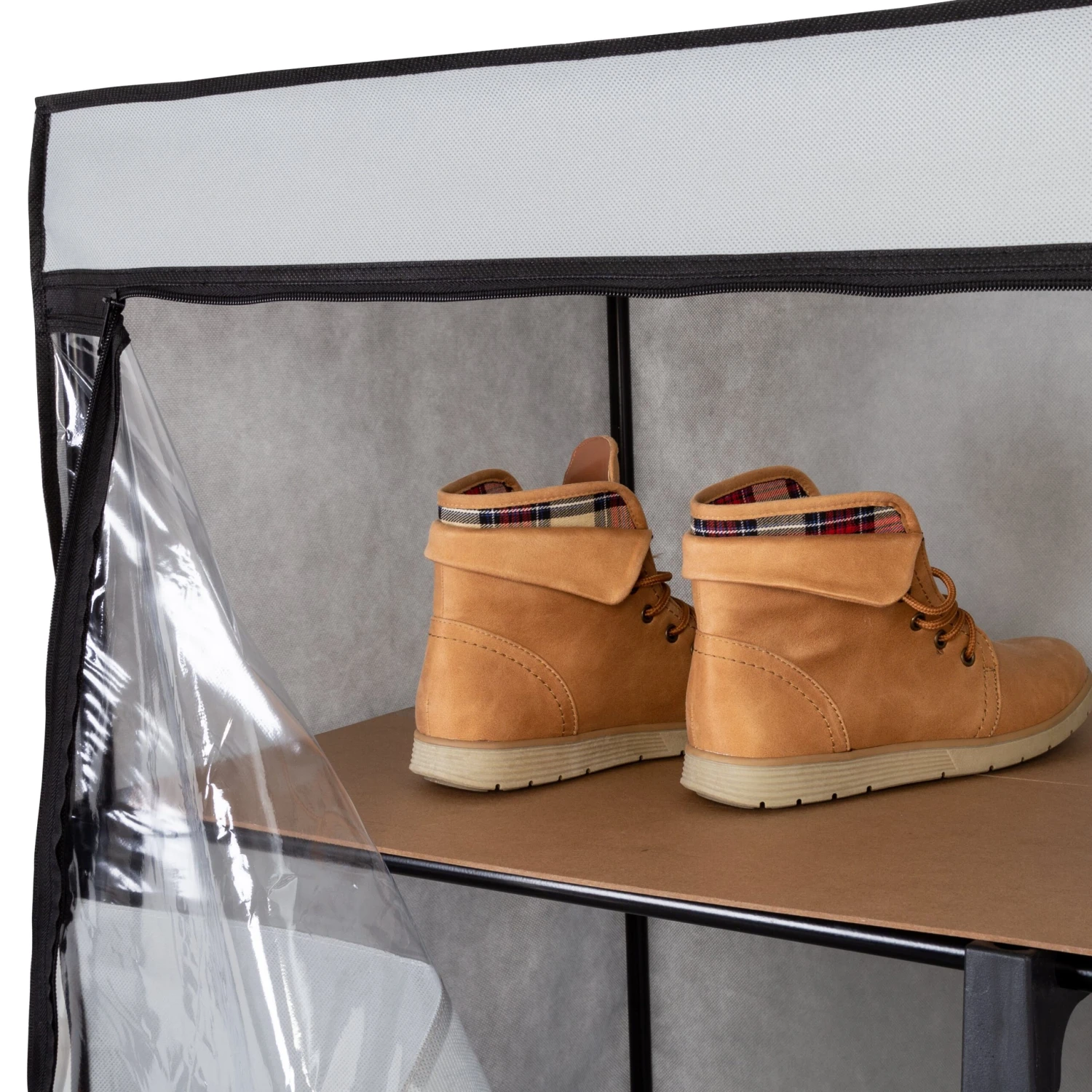 Gray 46-Inch Wide Portable Wardrobe Closet With Shelf - Image 6