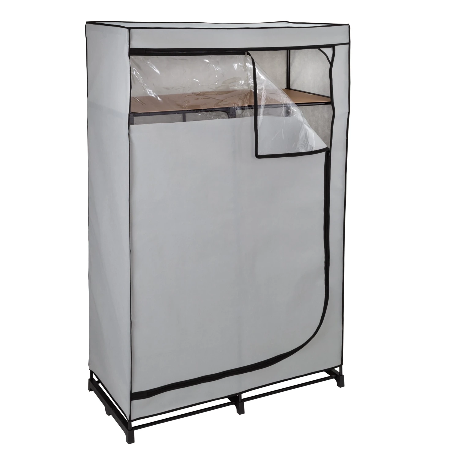 Gray 46-Inch Wide Portable Wardrobe Closet With Shelf - Image 4