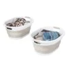 Warm Gray/White Collapsible Rubber Laundry Baskets (Set Of 2)