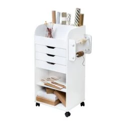 White 3-Drawer Gift Wrap Or Craft Storage Cart