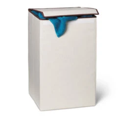 Natural Square Folding Laundry Hamper With Lid