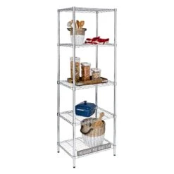 Chrome 5-Tier Adjustable Shelving Unit With 250-lb Shelf Capacity