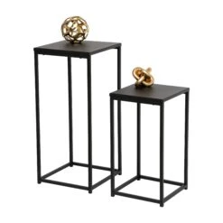 Black Square Nesting Side Tables (Set Of 2)