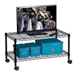 Black 2-Tier TV Stand And Media Cart