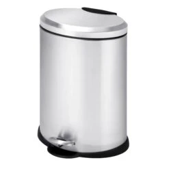 Silver Stainless Steel 12L Oval Step Trash Can