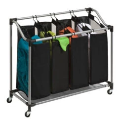 Black/Silver Rolling Deluxe 4-Compartment Sorter