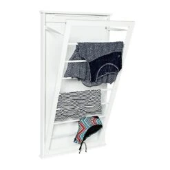 White Folding Over-the-Door Or Wall-Mount Drying Rack (140 Feet)