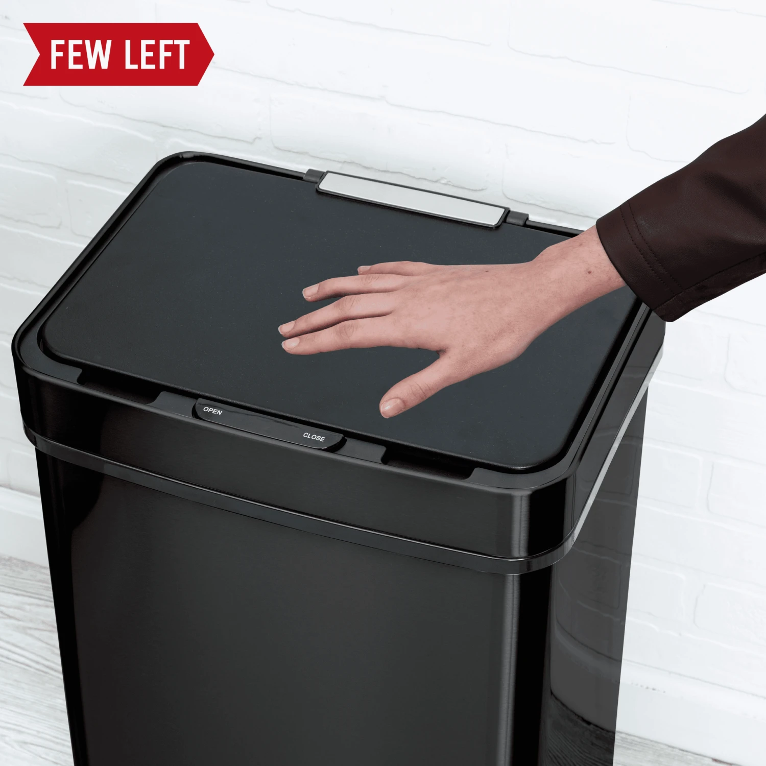 Black 50L Stainless Steel Trash Can With Motion Sensor And Soft Close