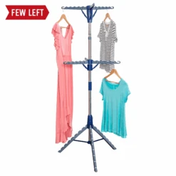 Blue/Silver 2-Tier Folding Tripod Clothes Drying Rack